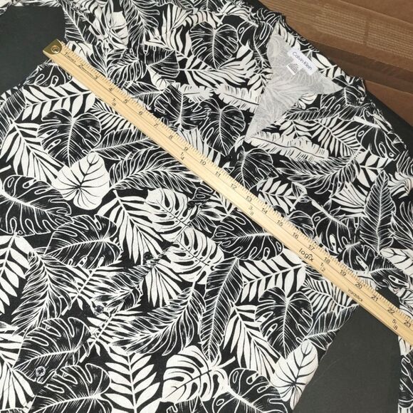 New Calvin Klein Linen Tropical Button Up Top Medium - Picture 6 of 8
